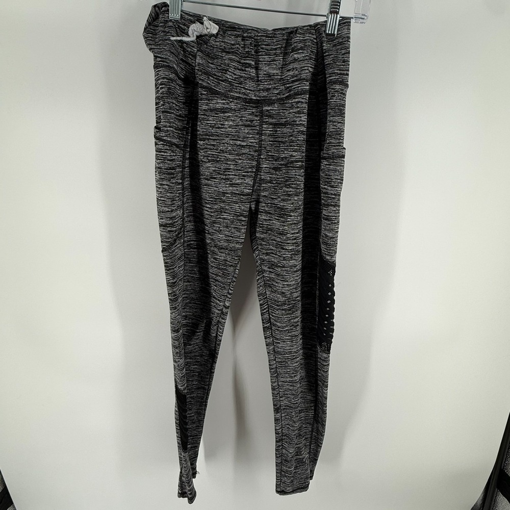 Ankle Leggings Womens L/XL Gray Space Dye Stretch High Waisted Yoga Workout